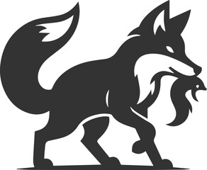 A fox carrying something in its mouth, looking mischievous vector