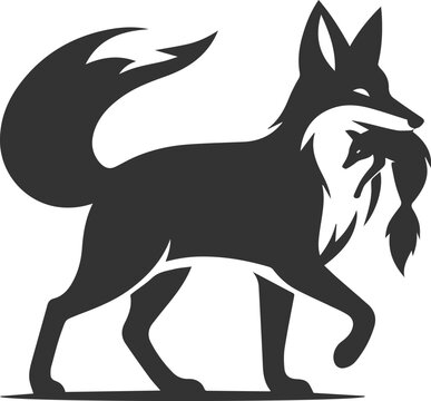 black fox carrying cub silhouette clip art preview