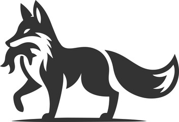 A fox carrying something in its mouth, looking mischievous vector