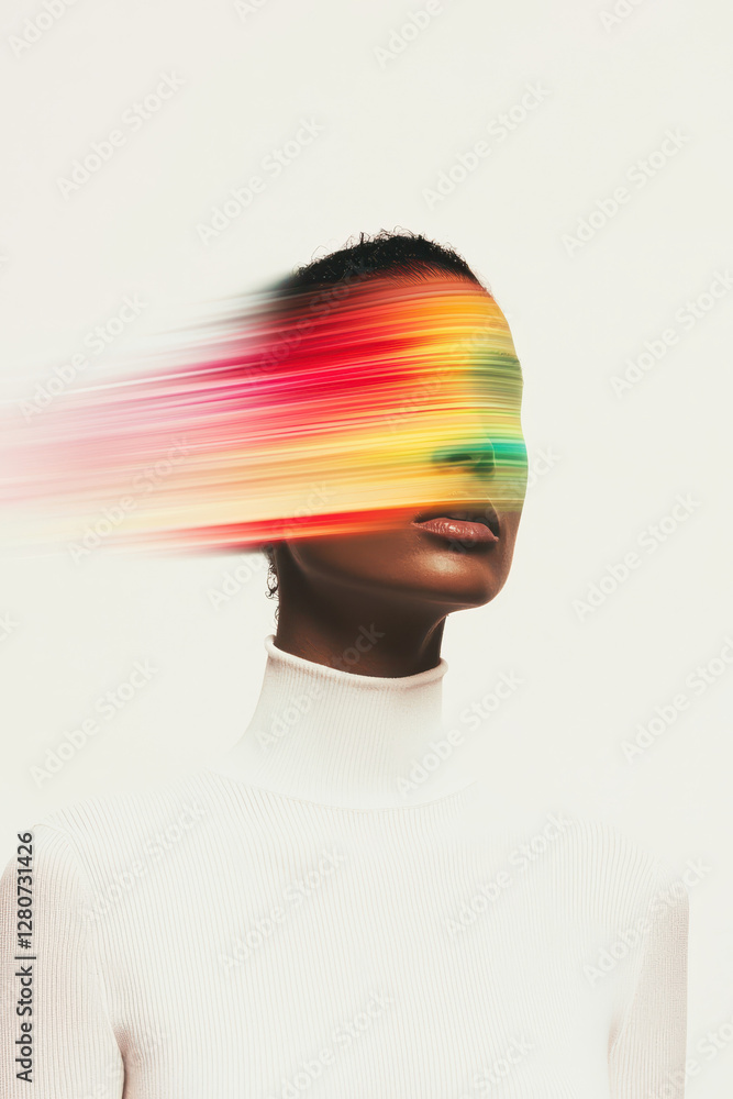 Poster exploring the abstract: a vibrant representation of states of mind through color and motion in a fac