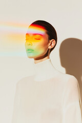 Exploring the Intersection of Light and Emotion: A Stunning Lifestyle Portrait Capturing the Beauty of Color and Serenity in Modern Fashion Photography