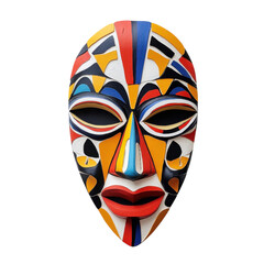 Abstract Tribal Mask Art on transparent background.