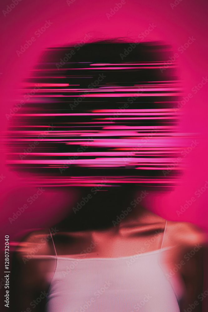Poster exploring the interplay of identity and emotion through abstract digital portraiture in vibrant colo