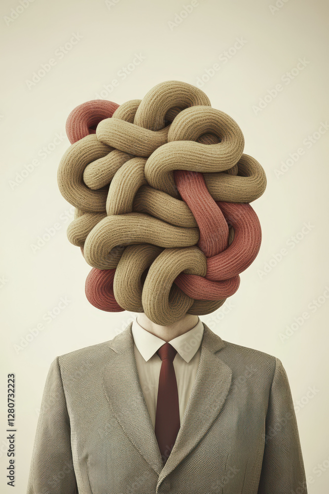 Poster exploring identity: a surreal representation of mind and emotion in abstract art