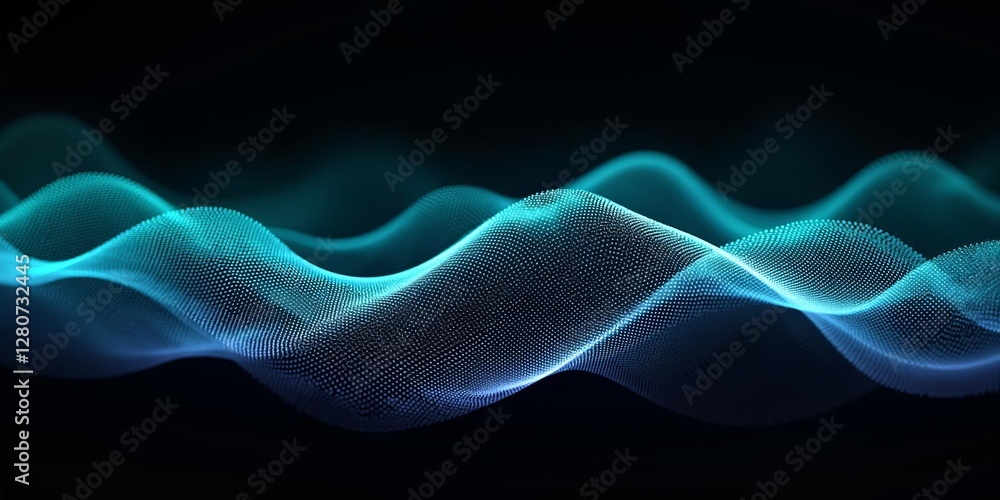 Poster abstract blue wave background with smooth dynamic motion flow, modern technology digital design patt