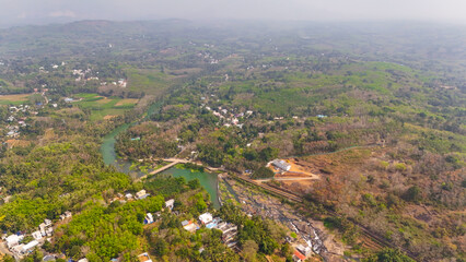 Obraz premium Stunning Aerial Perspective of Kanyakumari’s Coastal Villages