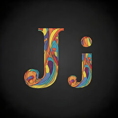 Vibrant Swirling Patterns in Letter J Design