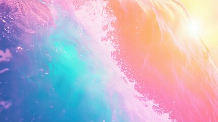Fototapeta premium Close-up of a wave breaking with intricate foam patterns, illuminated by sunlight, natural and vibrant, serene and detailed