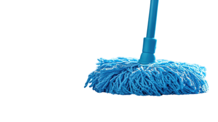 Bright blue cleaning mop ready for action in a bright, modern space