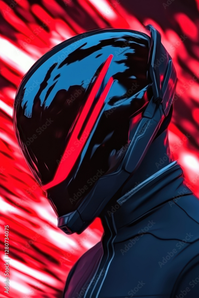Poster exploring the future: a stunning cybernetic character design with futuristic aesthetics in a dynamic