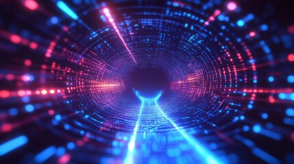 Fototapeta premium Neon Digital Funnel Futuristic Tech Concept 3