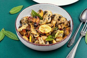 Beautiful roasted champignon mushrooms.