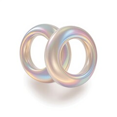 Abstract iridescent rings on white background