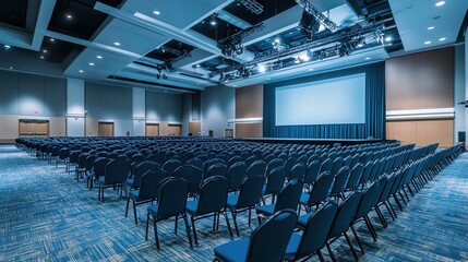 Naklejka premium conference hall with industrial air purifiers ensuring clean air for attendees.