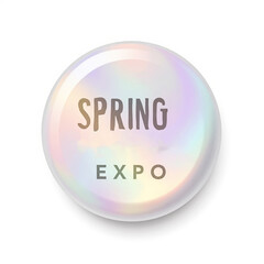 Spring Wedding Expo button with colorful iridescent design