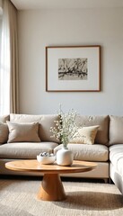 a cozy living room with a couch and coffee table.