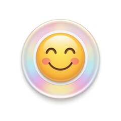 Fototapeta premium Smiling emoji on iridescent background