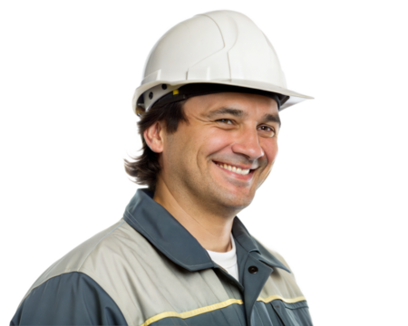 smiling construction worker isolated on transparent background - Powered by Adobe