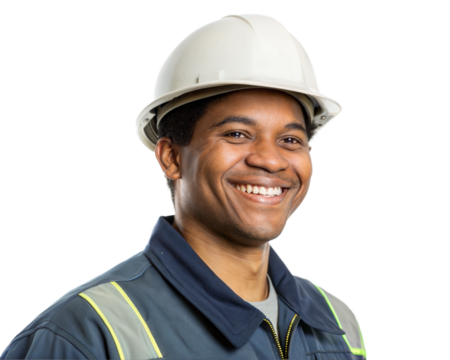 portrait of a smiling worker isolated on transparent background