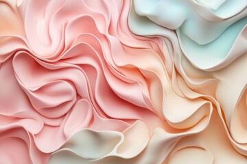 Obraz premium Soft pastel fabric displaying intricate waves and folds in a serene pattern