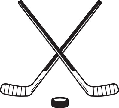black hockey sticks and puck clip art preview
