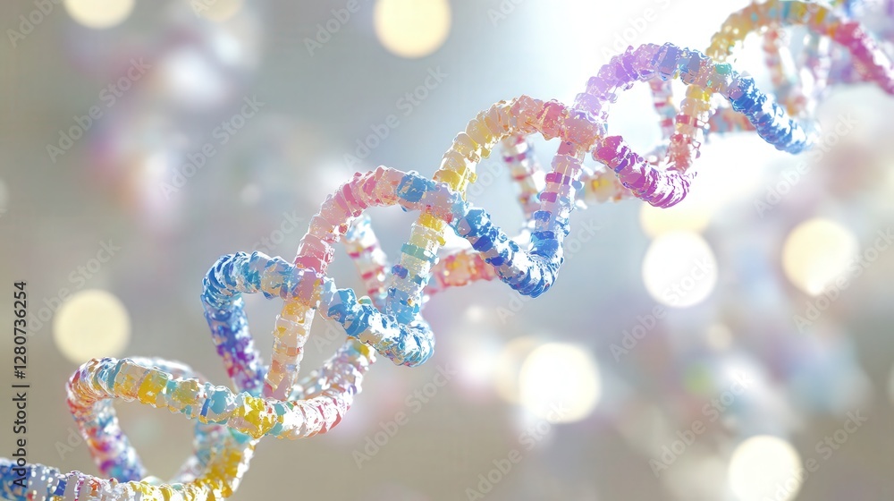 Poster dna double helix in three dimensions, showing the structural properties of the sugar-phosphate backb
