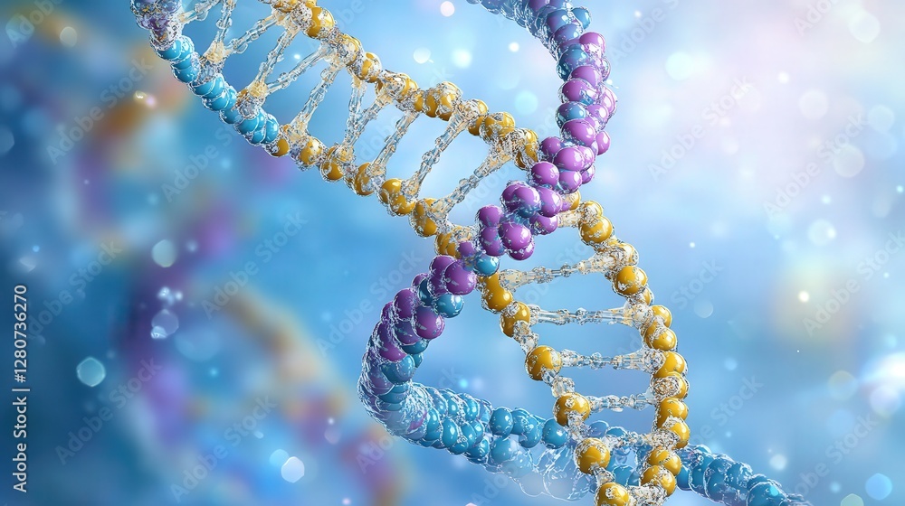 Poster dna double helix in three dimensions, showing the structural properties of the sugar-phosphate backb