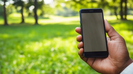 Blank Smartphone Screen Mockup Hand Holding Phone