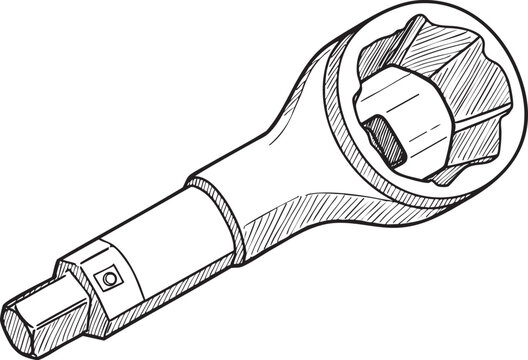 black and white socket wrench tool clip art preview