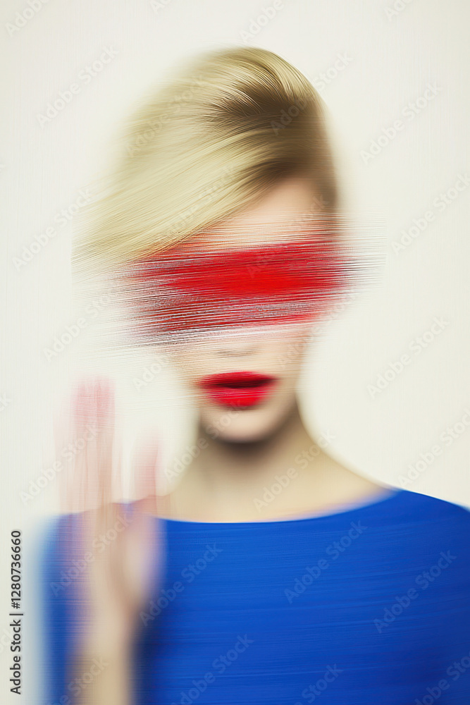 Poster exploring identity and emotion through abstract portraiture: a captivating blend of color and moveme
