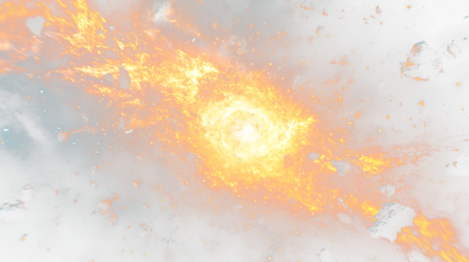 a large explosion of fire and debris