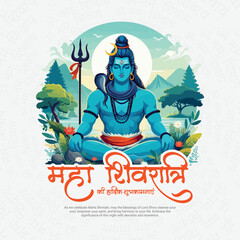 Happy Maha Shivratri Lord Shiva with Har Har Mahadeva Social Media Post template banner