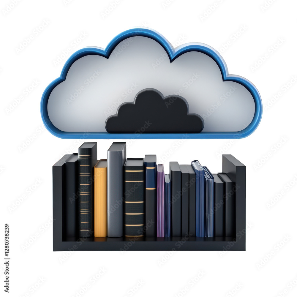 Poster files stored in folders, concept of cloud data storage
