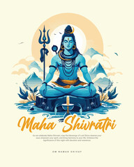 Happy Maha Shivratri Lord Shiva with Har Har Mahadeva Social Media Post template banner
