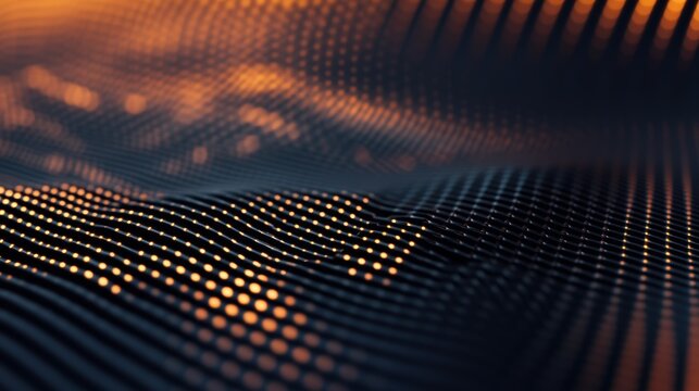 Premium dark metallic grid background featuring glowing orange accent lines and industrial tech elements creating modern professional atmosphere with geometric pattern design - Powered by Adobe