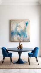 Modern Dining Room with Abstract Painting.