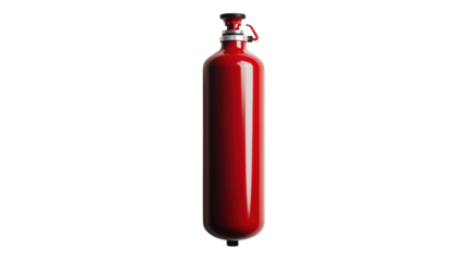 Bright red fire extinguisher prepared for emergency response in commercial building