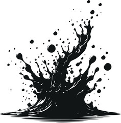 Minimal Water Splash Silhouette On Isolated White Background