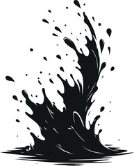 Minimal Water Splash Silhouette On Isolated White Background