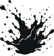 Minimal Water Splash Silhouette On Isolated White Background