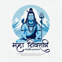 Happy Maha Shivratri Lord Shiva with Har Har Mahadeva Social Media Post template banner
