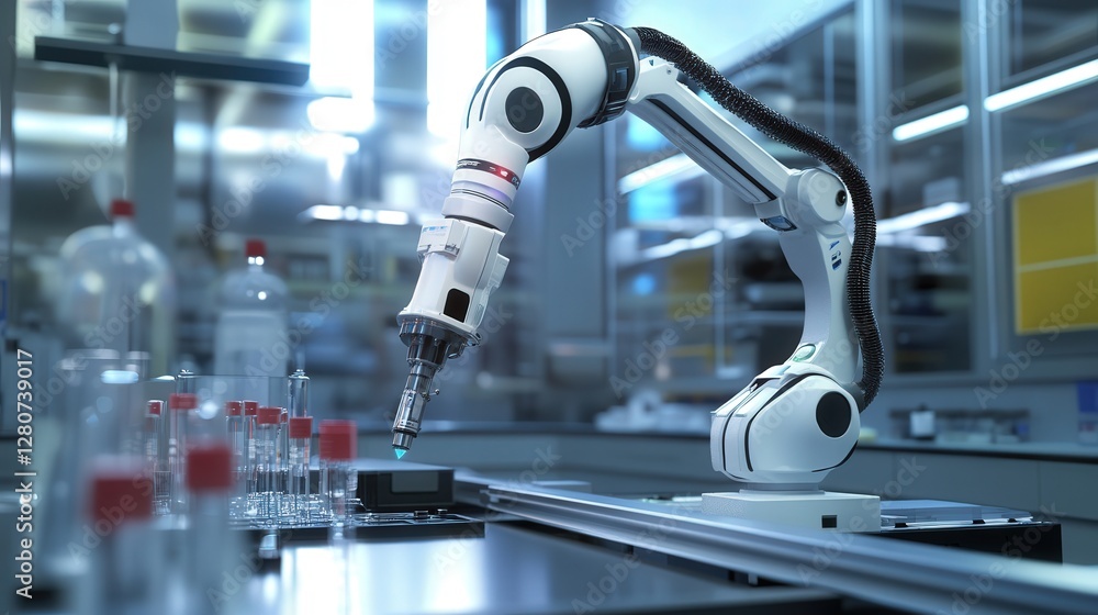 Poster robot designed for lab environments, performing complex experiments with high precision and ensuring