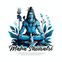 Happy Maha Shivratri Lord Shiva with Har Har Mahadeva Social Media Post template banner