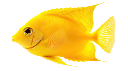 Vibrant yellow fish gracefully swims through crystal clear waters