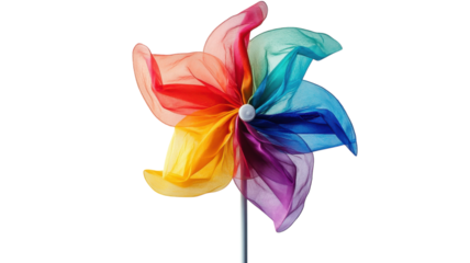Colorful pinwheel spins joyfully in the gentle breeze on a sunny day