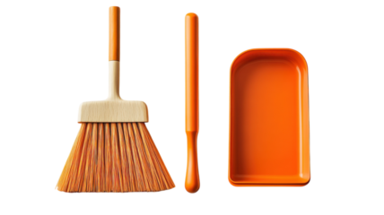 Everyday cleaning tools unite in vibrant orange for a cheerful home makeover