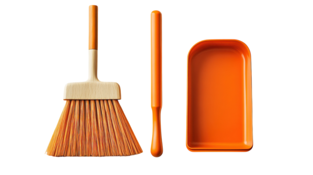 Everyday cleaning tools unite in vibrant orange for a cheerful home makeover