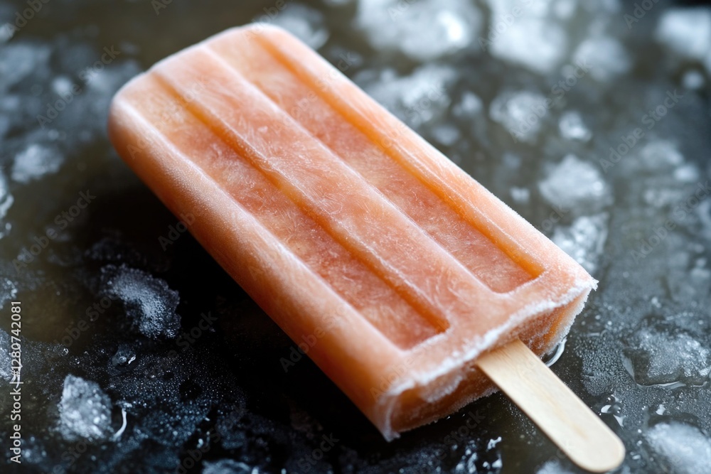 Poster a colorful popsicle sits atop a frozen surface, perfect for adding a cool touch to your summer-theme