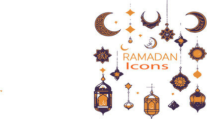 Ramadan Icons Vector Illustration 