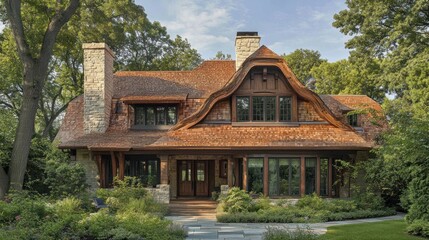 Rustic Craftsman Home in Lush Garden Setting